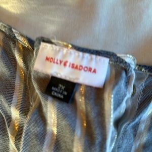 Molly & Isadora 2XL tank top, light denim with white & gold metalic stripe NWOT